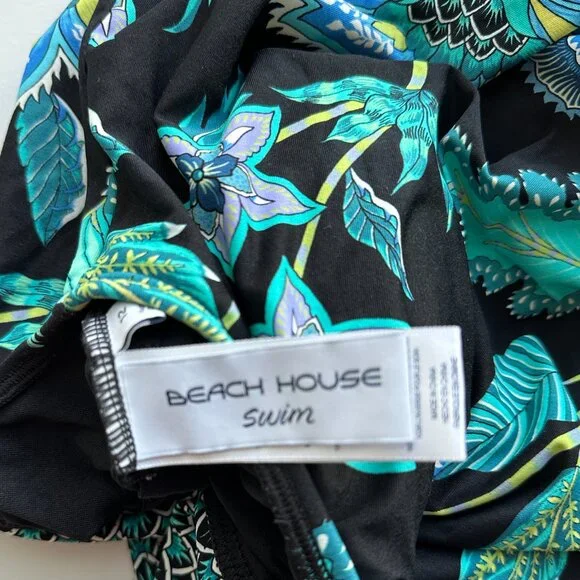 Beach House Tankini Swim Top Size 12 Adj Drawstring Hem Lined Bust Support - Picture 14 of 14